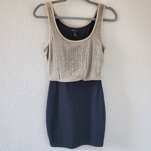 F21 colorblock metallic gold mini dress